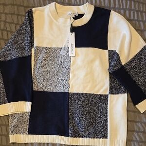 Chico's Navy and Cream Sweater